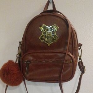 Harry Potter Brown Leather Bag with Gold Zipper